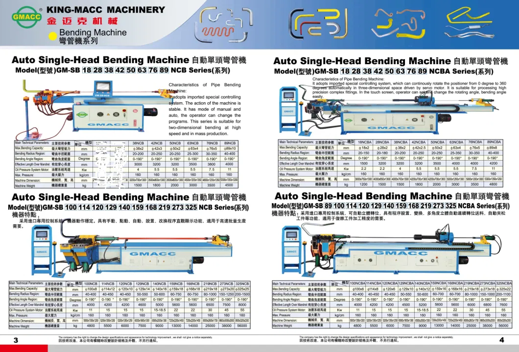 Italian Technical Support Best Sell Manufacturer Semi Automatic Economical and Practical Pipe/Tube Bender Bending Machine GM-Sb-89ncb